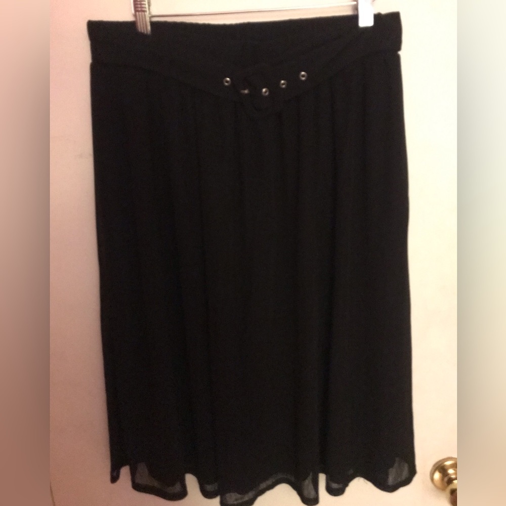 Black midi skirt with belt